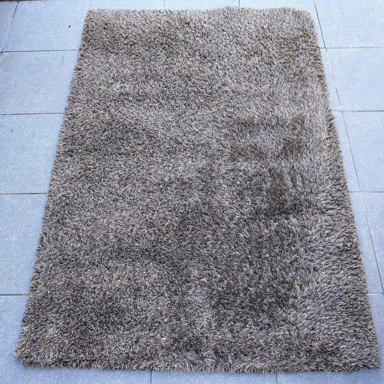 Mooi dik vloerkleed bruin/grijs 150x210 cm, Gebruikt, Bruin, 150 tot 200 cm, 200 cm of meer