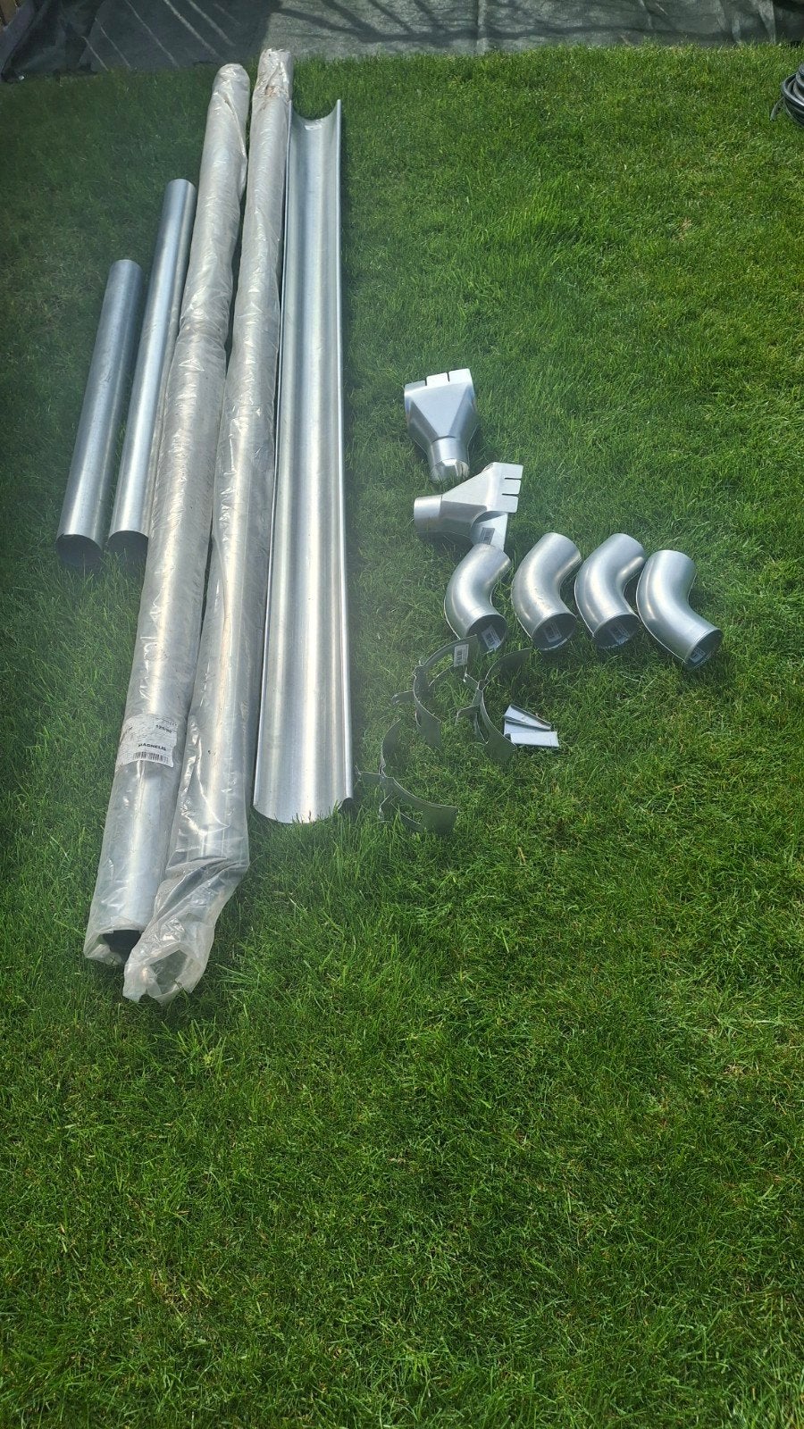 Zinken dakgoot en buizen 90mm en hulpstukken, Ophalen, Nieuw, Zink, 80 mm of meer
