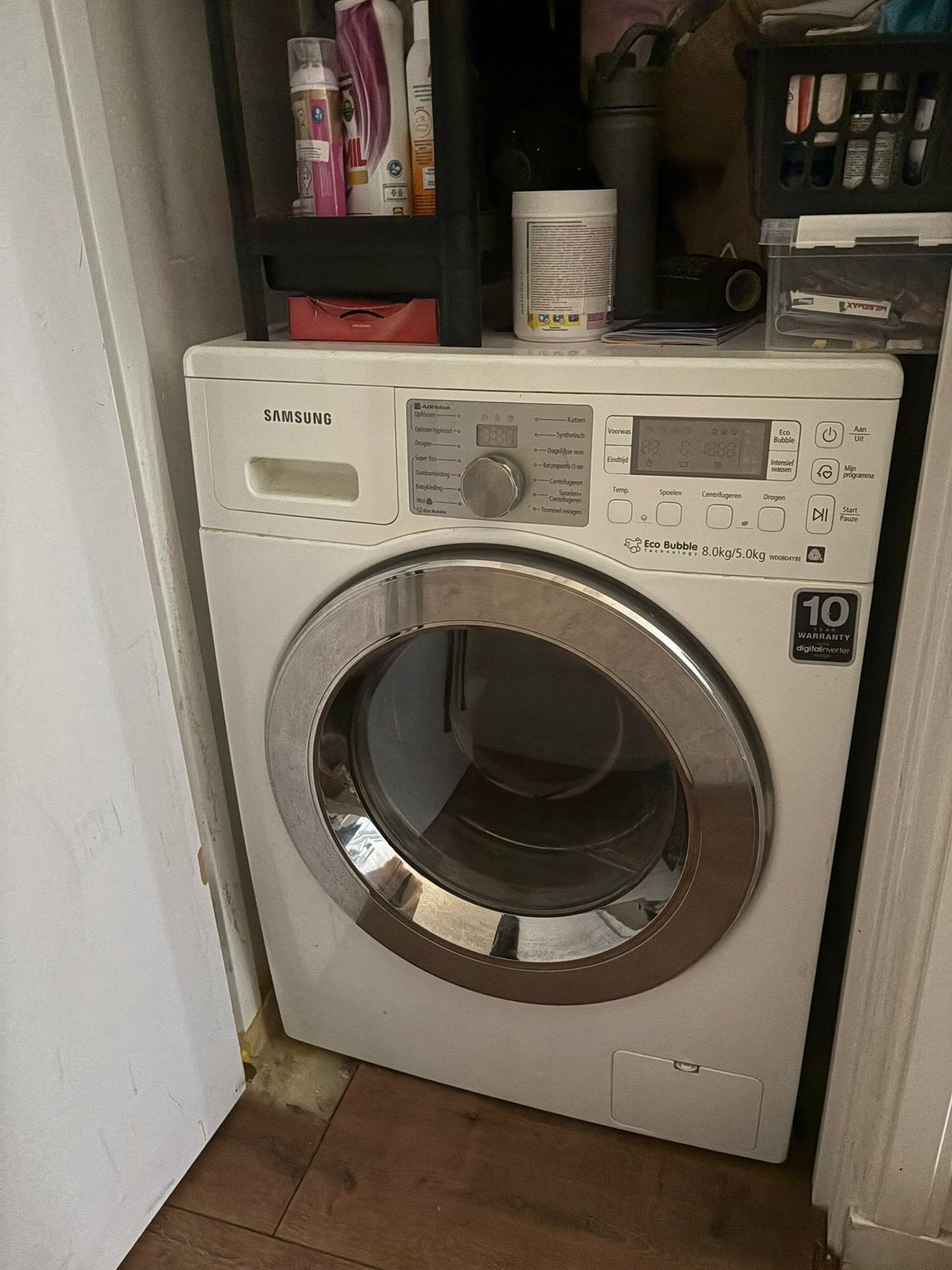 Gratis af halen wasdroogcombinatie, Ophalen, Gebruikt, 1200 tot 1600 toeren, 85 tot 90 cm