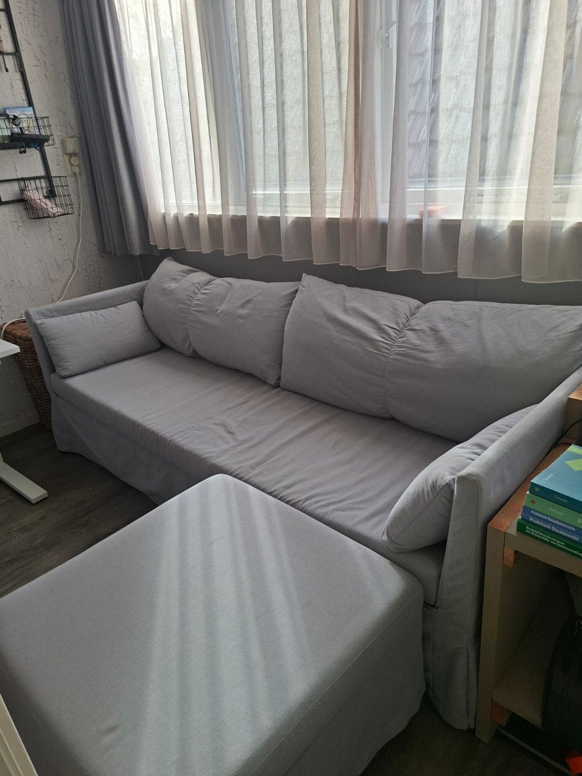 IKEA SANDBACKEN slaapbank met hocker, Ophalen, Gebruikt, 210 cm, Tweepersoons