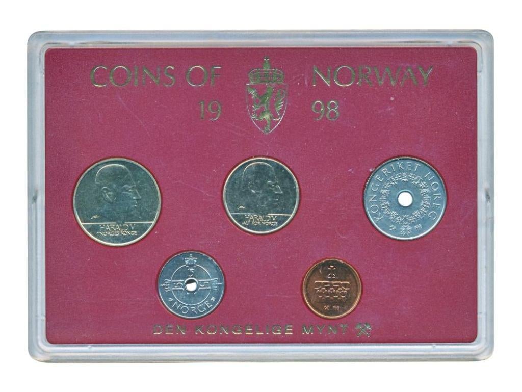 Noorwegen Øre/Kroner-muntset 1998 in plastic cassette, Ophalen of Verzenden, Overige landen, Setje