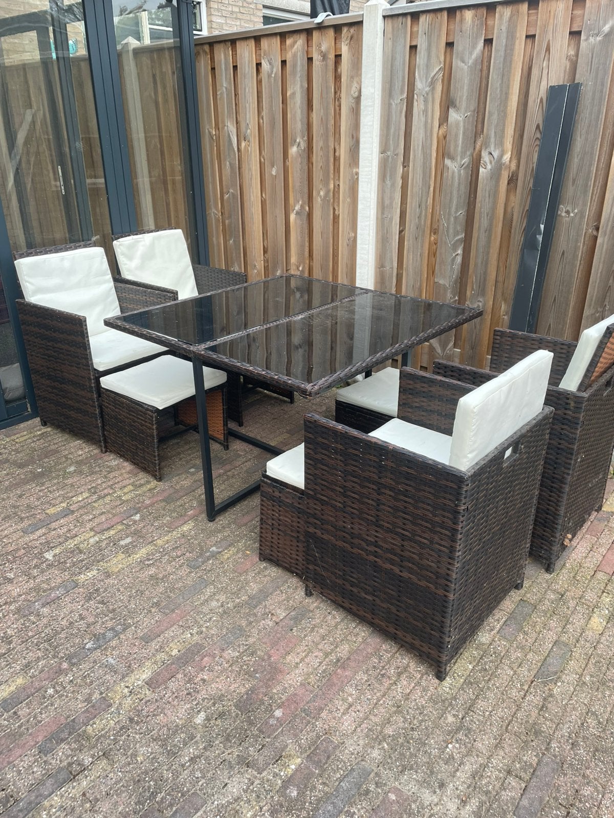 Tuinset, Ophalen, 4 zitplaatsen, Gebruikt, Rotan
