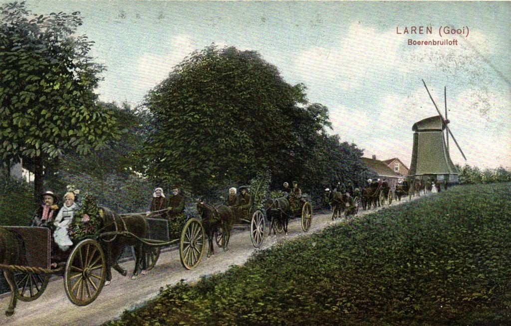 Laren [Gooi], Boerenbruiloft - molen - ongelopen, Verzamelen, Verzenden, Voor 1920, Ongelopen, Noord-Holland