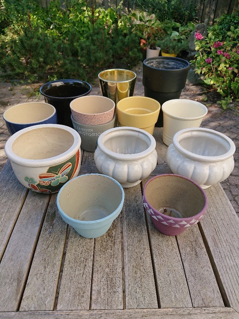 bloempotten set 13 stuks, Tuin en Terras, Bloempotten, Ophalen, Gebruikt, Rond, Aardewerk