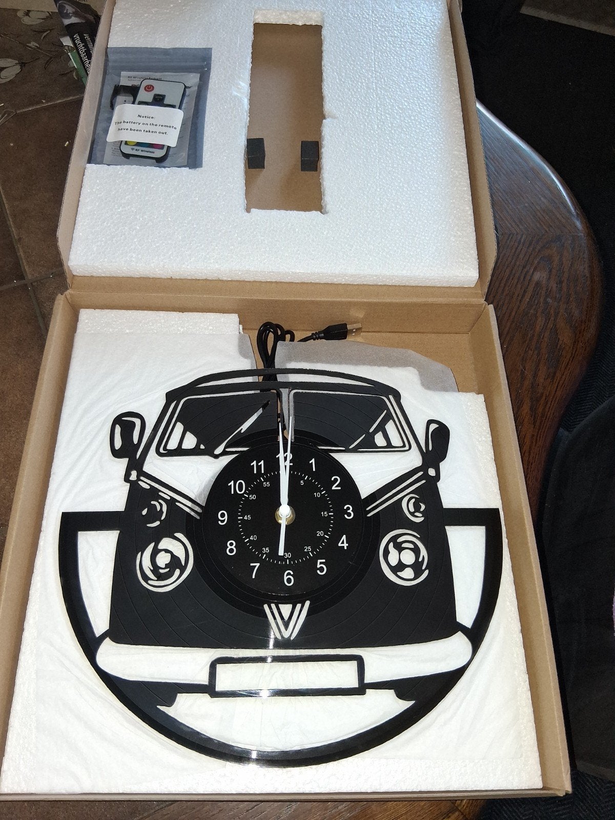 Unieke VW Bus Klok - Vinyl Plaat Design, Ophalen, Analoog, Nieuw, Retro