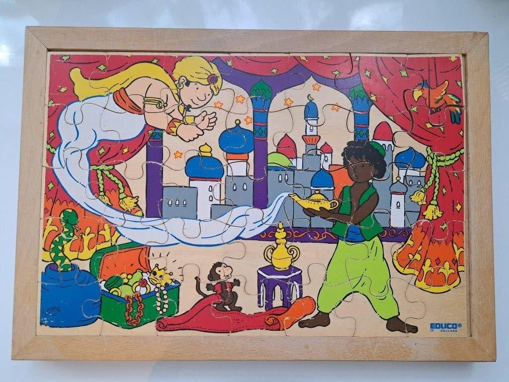 Educo puzzel Aladdin, Kinderen en Baby's, Speelgoed | Kinderpuzzels, Gebruikt, 10 tot 50 stukjes, Ophalen of Verzenden, Van hout