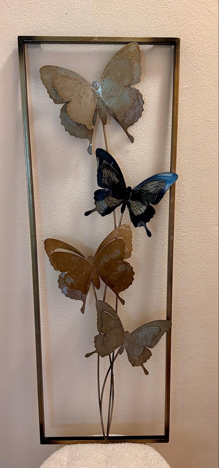 Metalen wanddecoratie met vlinders, Huis en Inrichting, Ophalen, Metaal, Wandsculptuur, Gebruikt