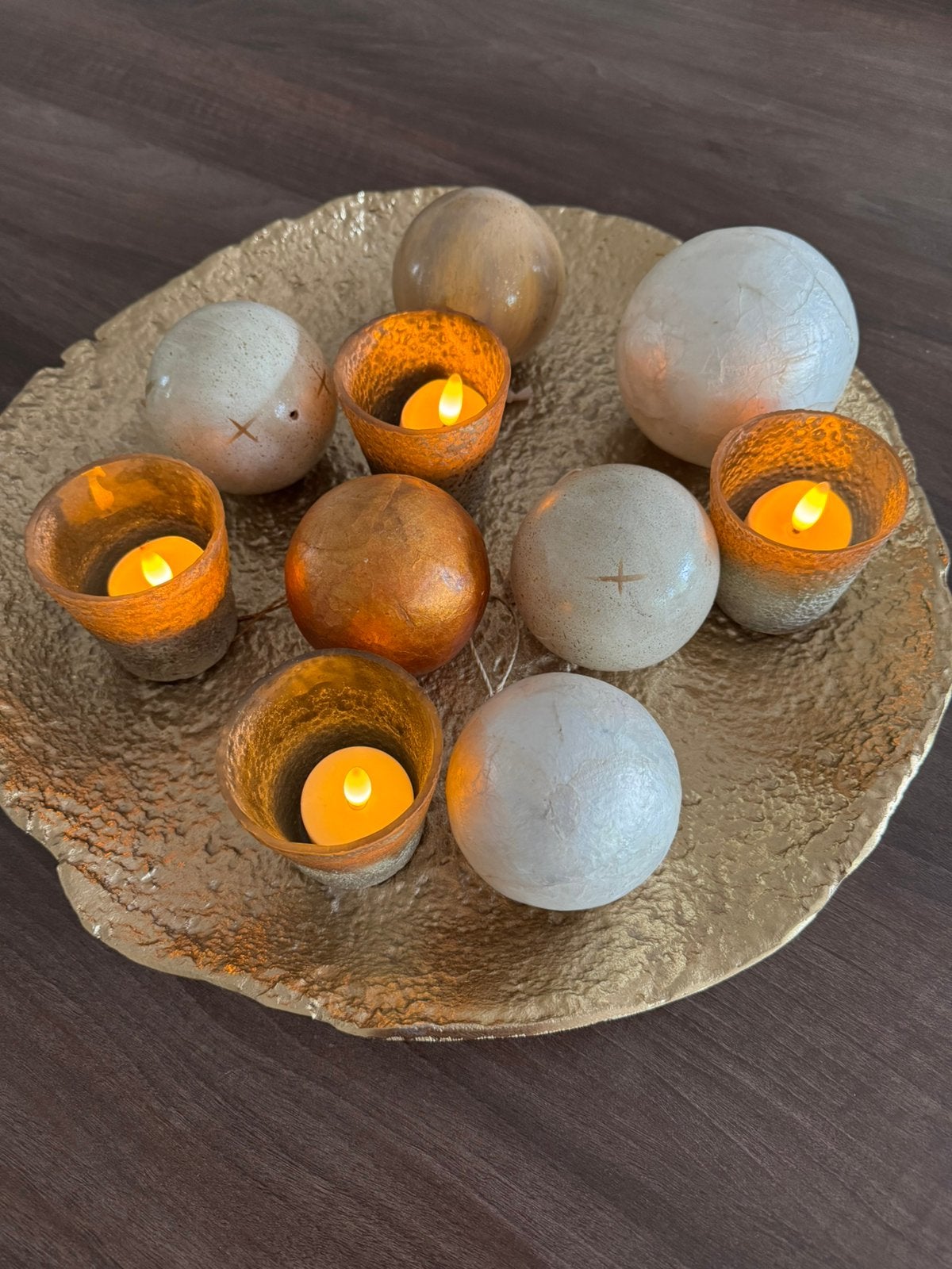 Metalen blad met mooie zware kerstballen, Ophalen, Zo goed als nieuw