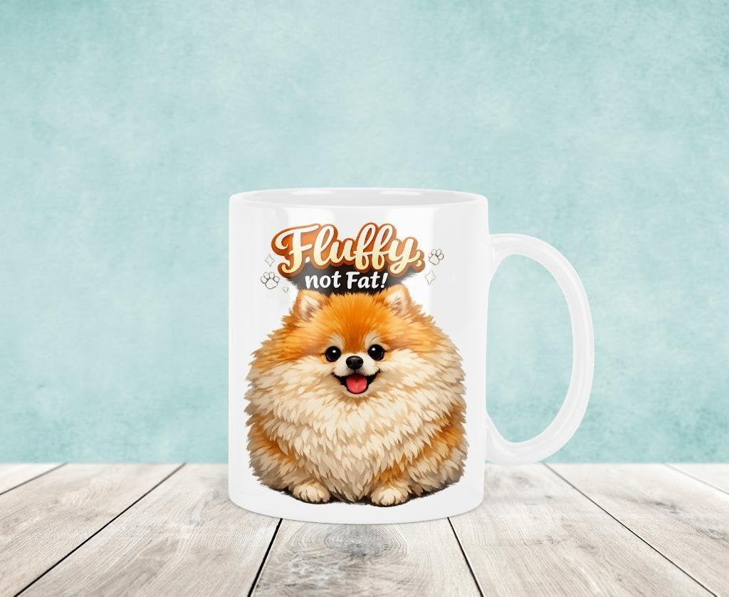 Fluffy, not Fat - Pomeranian Mok, Verzenden, Keramiek, Nieuw, Overige stijlen