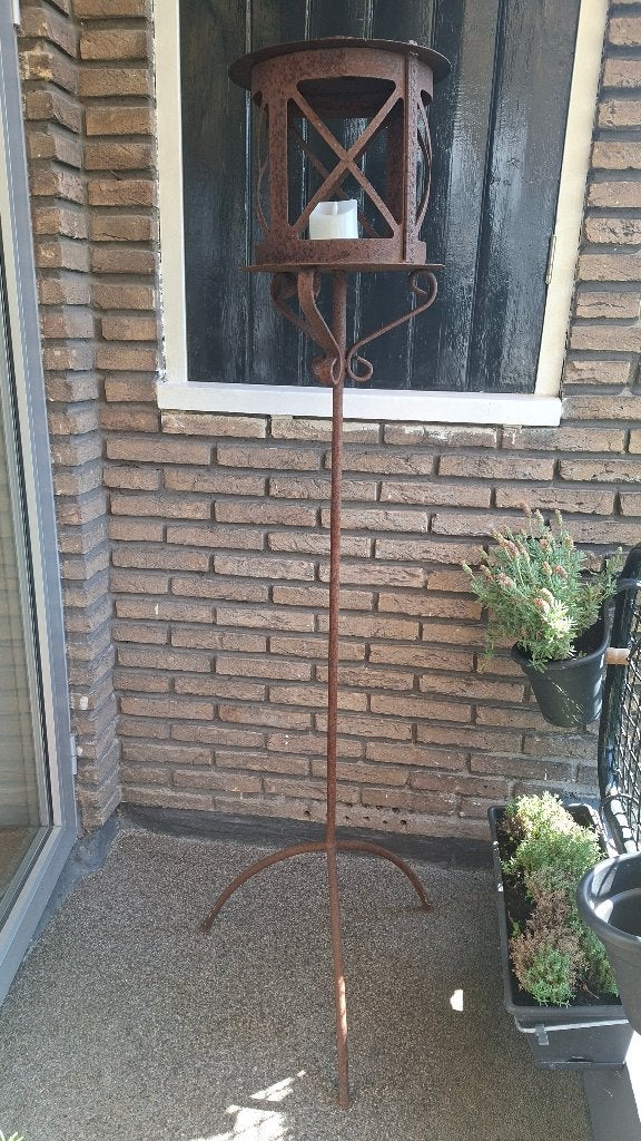 Kaarslantaarn voor buiten, Huis en Inrichting, Woonaccessoires | Kandelaars en Kaarsen, Ophalen, Gebruikt, Bruin, Metaal