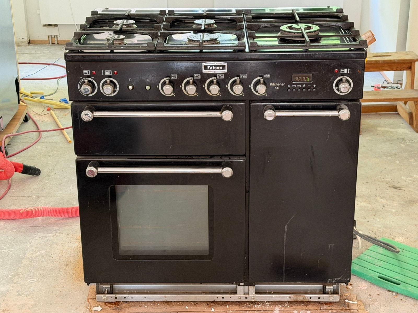 Falcon Kitchener 90 gasfornuis met ovens - Zwart, Witgoed en Apparatuur, Ophalen, Gebruikt, 60 cm of meer, Grill
