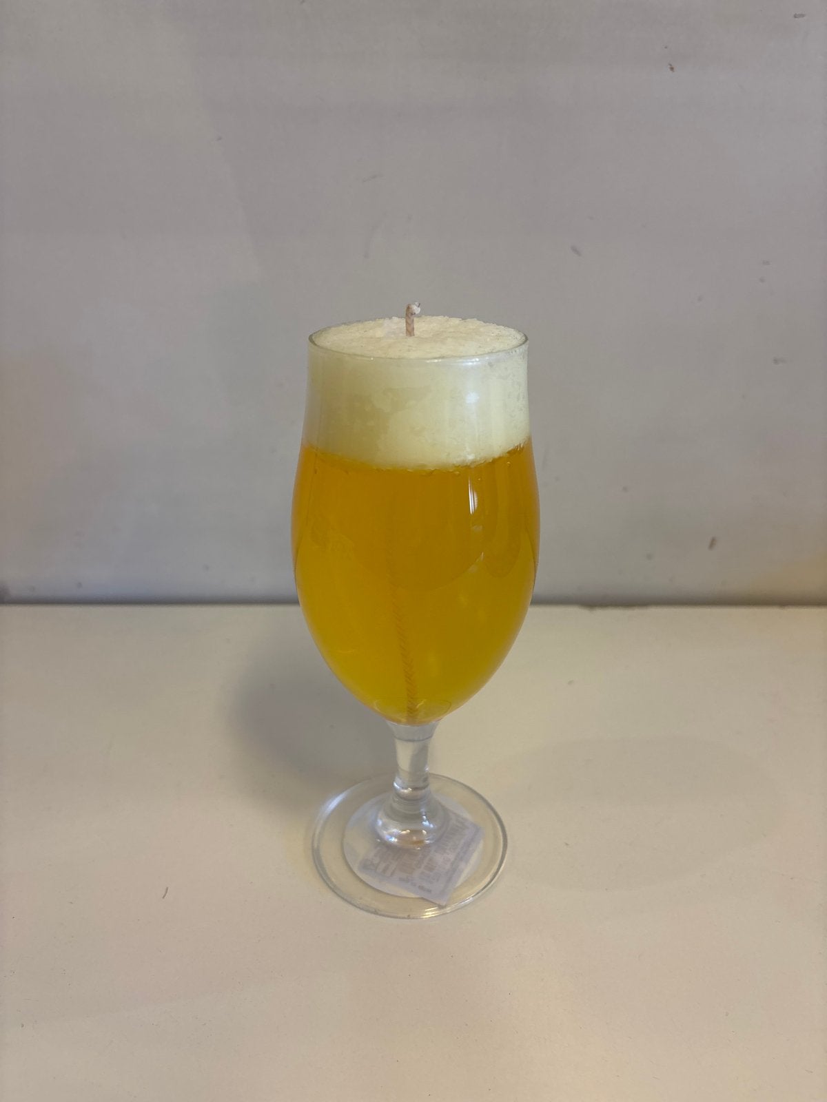 Bierglas Kaars - Unieke Decoratie, Huis en Inrichting, Woonaccessoires | Kandelaars en Kaarsen, Ophalen, Overige merken, Geel