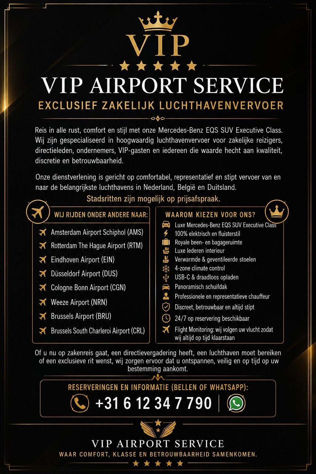 Luxe Zakelijk Vervoer | Mercedes EQS SUV | 24/7, Chauffeursdiensten