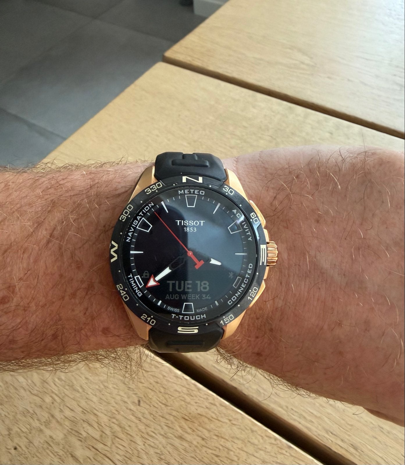 Tissot T-Touch Connect Solar Horloge Zwart/Roségoud, Ophalen, Afstand, Zwart, Zo goed als nieuw