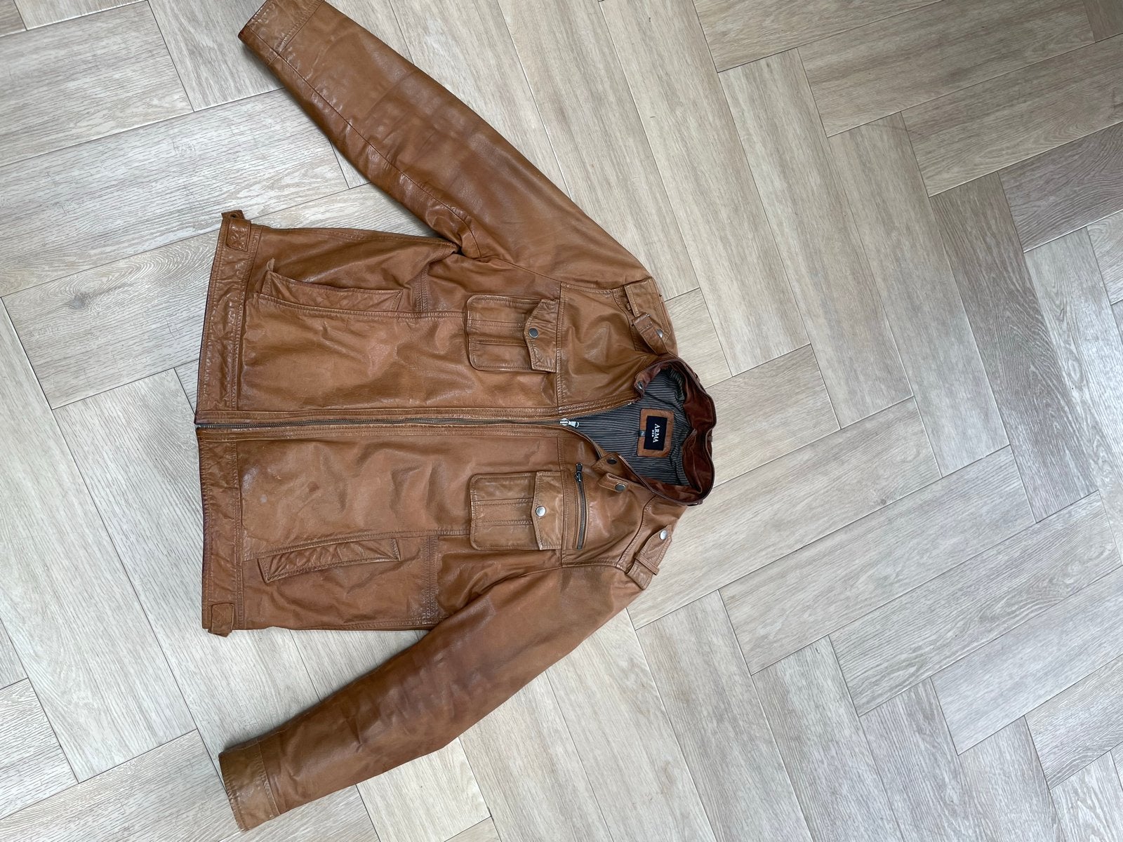ARMA Heren Leren Jas - Bruin, Maat XL, Kleding | Heren, Ophalen of Verzenden, Gedragen, Maat 56/58 (XL), Bruin