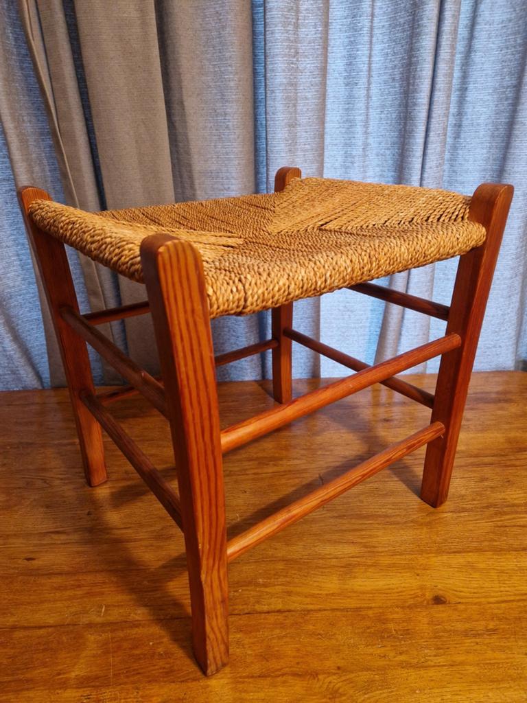 Vintage design touw kruk, 40 X 44 X 46 cm, Gebruikt, Ophalen of Verzenden, Design, Design