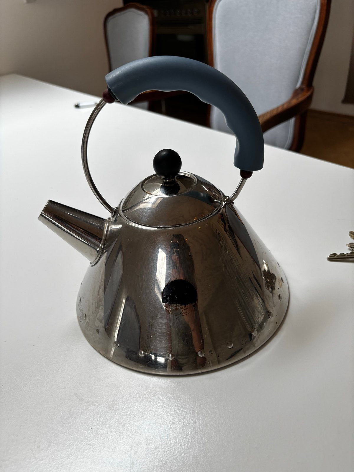 Alessi Fluitketel - Stijlvol en Functioneel Design, Gebruikt, Zilver, Ophalen, Theepot/fluitketel