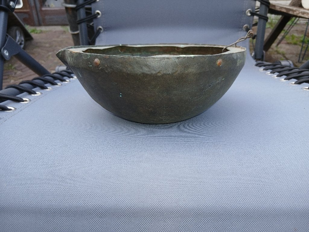 helmpot helmpan pothelm pan gemaakt van helm, Verzamelen, Ophalen of Verzenden, Landmacht, Nederland, Helm of Baret