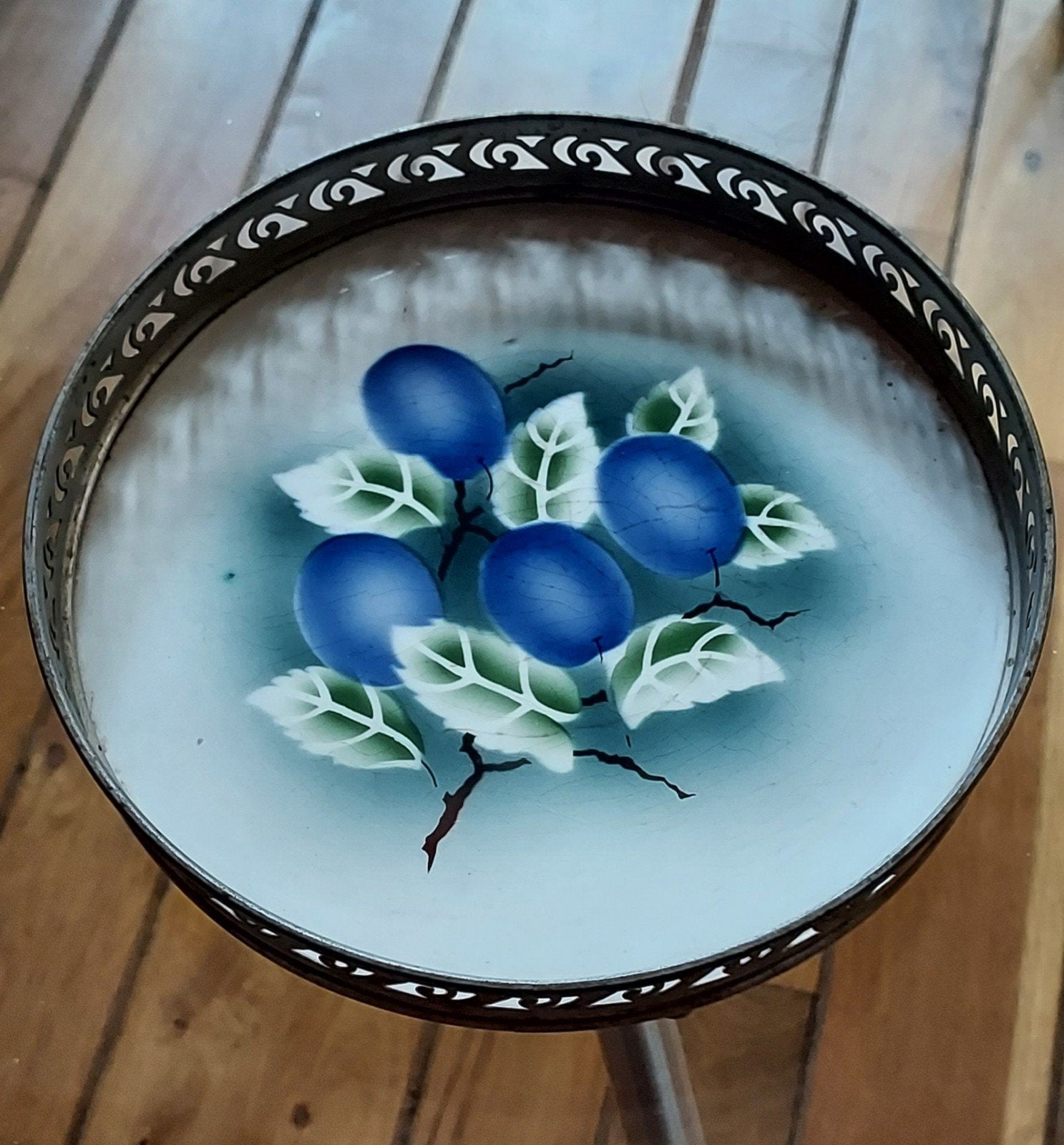 Antieke Jugendstil / Art Nouveau Serveerschaal – Pruimen Dec, Ophalen of Verzenden