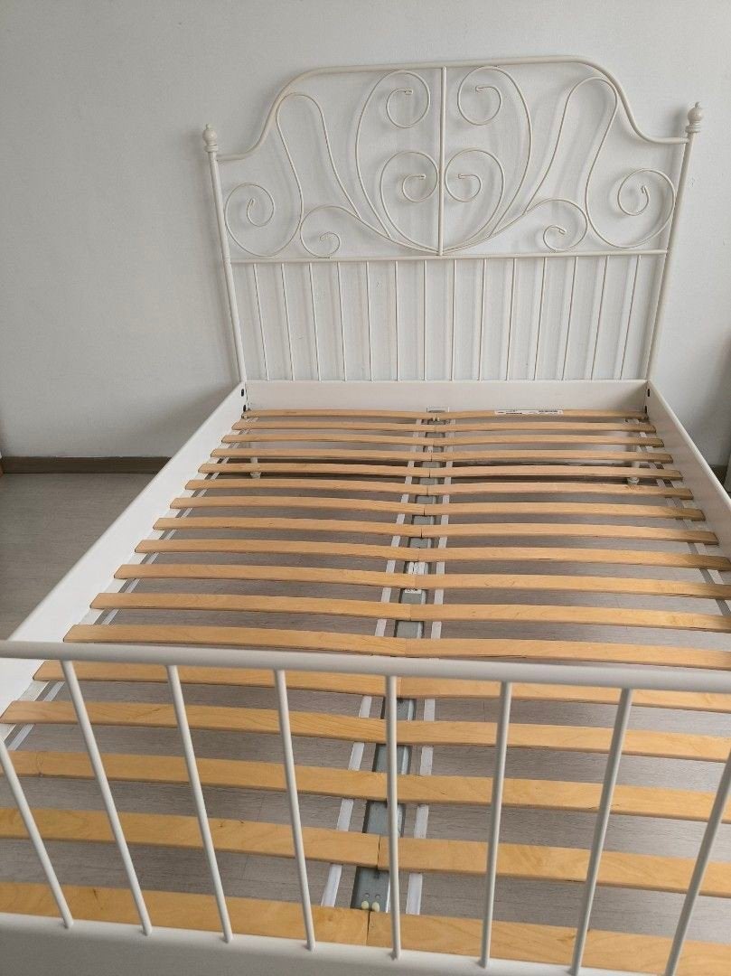 Leirvik metalen bed 160x200, Ophalen, Gebruikt, Romantisch, Klassiek, Wit