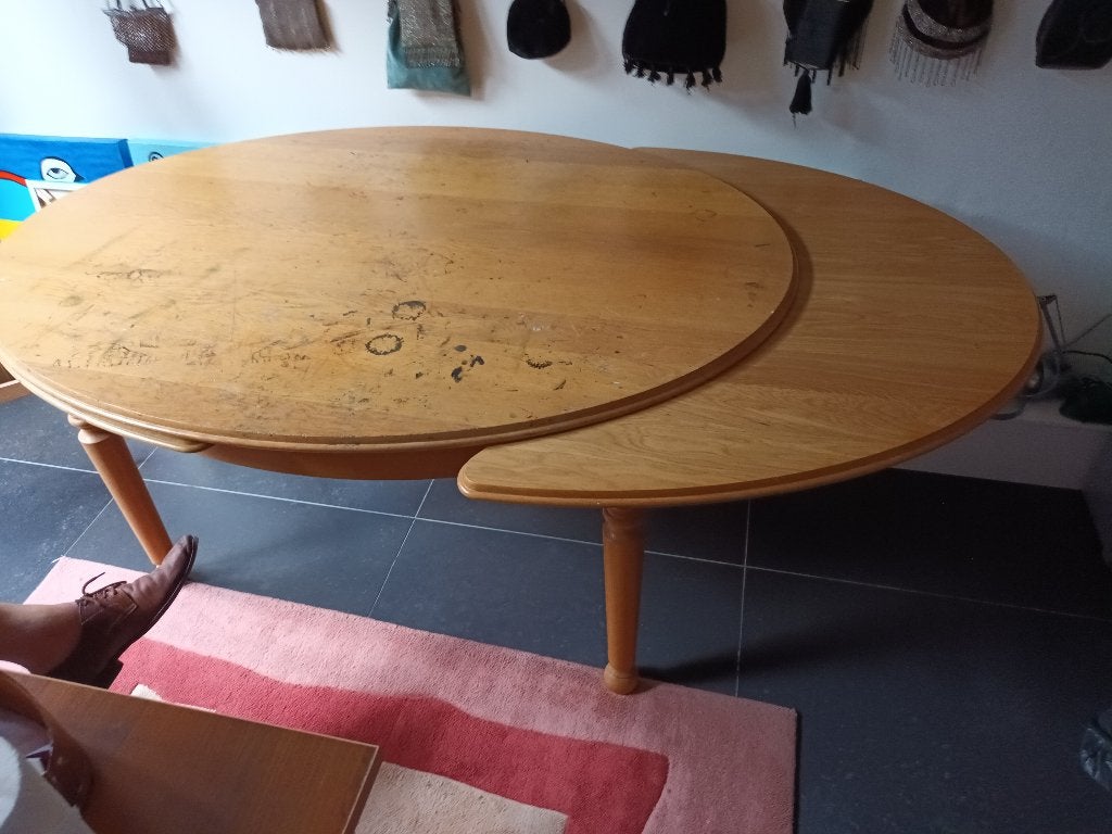 MODERNE MASSIEF LICHT  EIKEN TAFEL, Huis en Inrichting, Tafels | Eettafels, Ophalen, Modern eiken, Gebruikt, 100 tot 150 cm