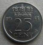 Kwartje Wilhelmina periode, Postzegels en Munten, Munten | Nederland, Ophalen of Verzenden, Koningin Wilhelmina, 25 cent, Losse munt