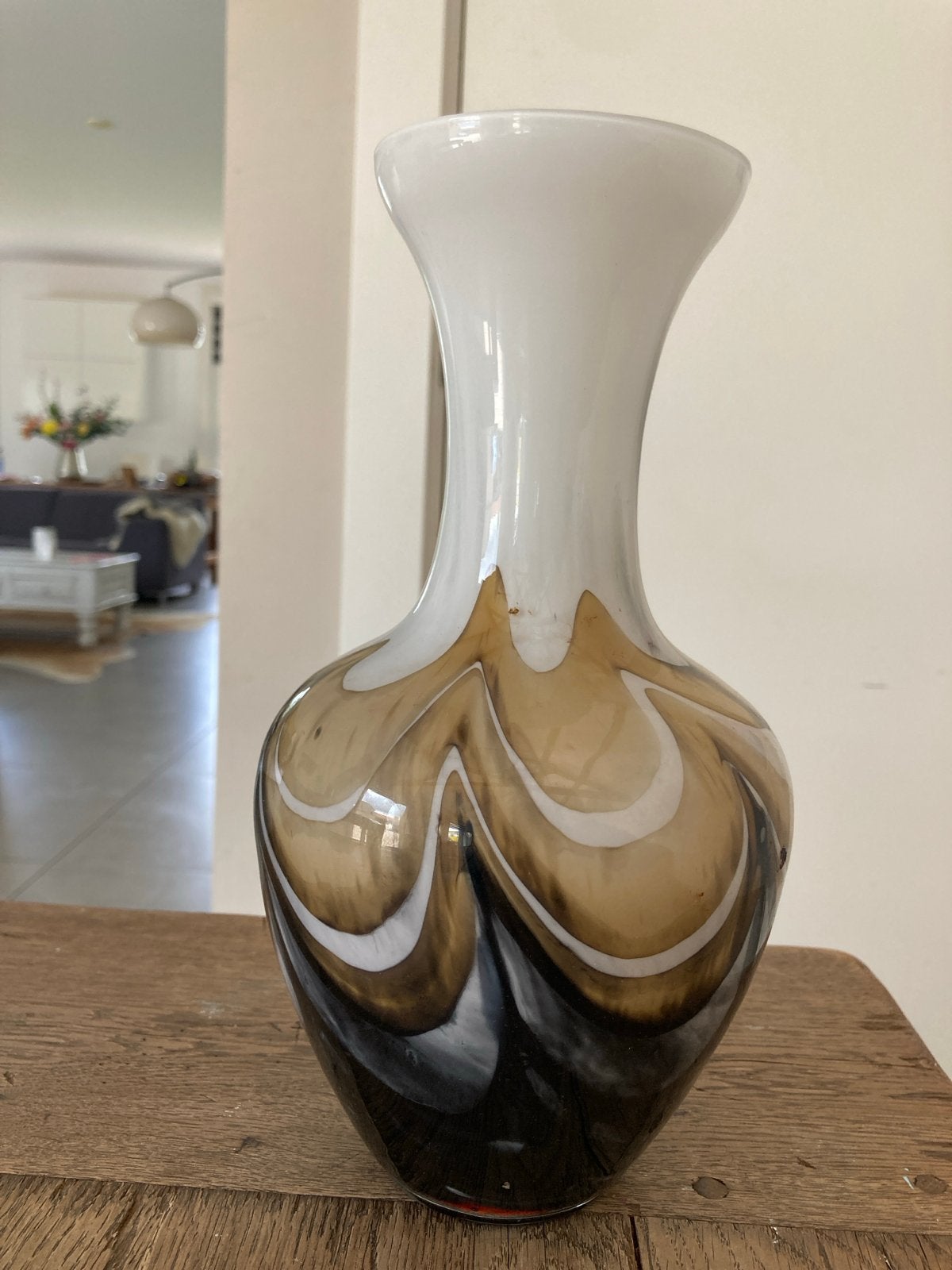 Mooie glazen vaas met uniek swirl design, Ophalen of Verzenden