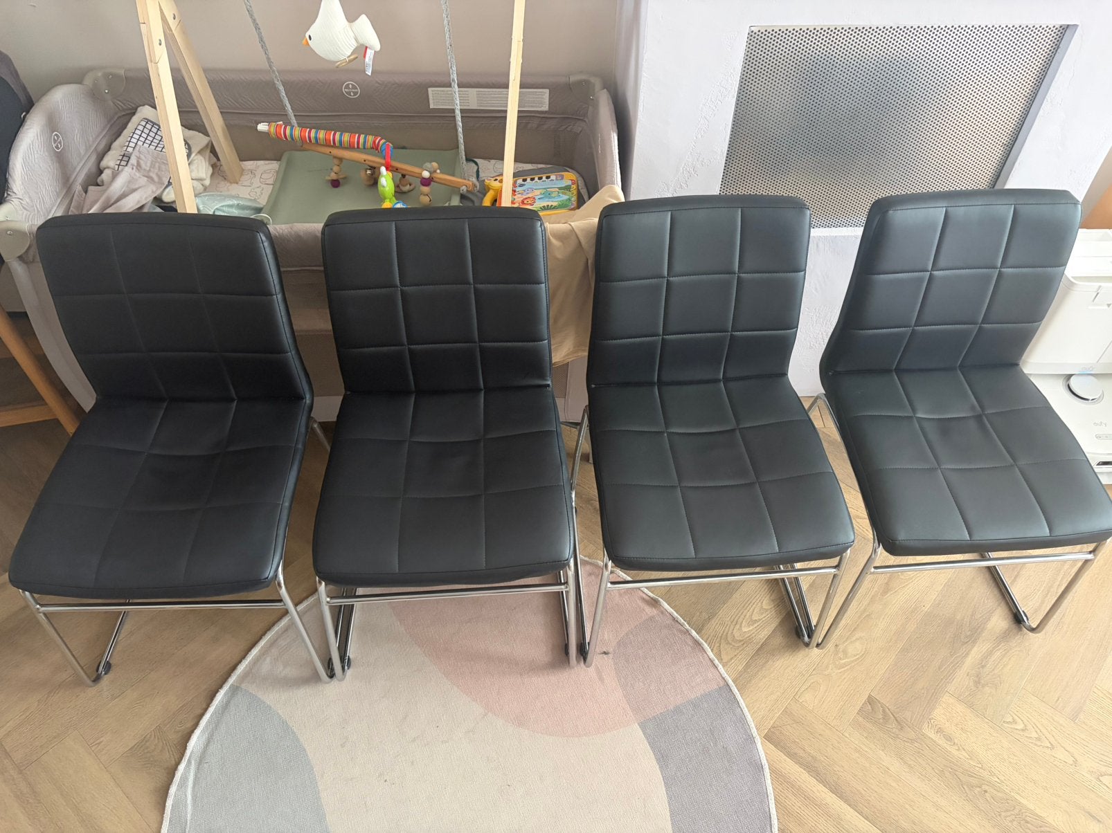 Black Dining Room Chairs, Ophalen, Kunststof, Gebruikt, Zwart