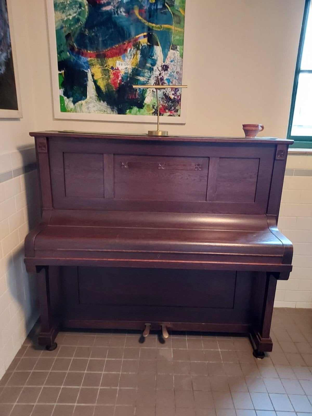 Piano, Hermann Benda, donkerbruin hout., Ophalen, Gebruikt