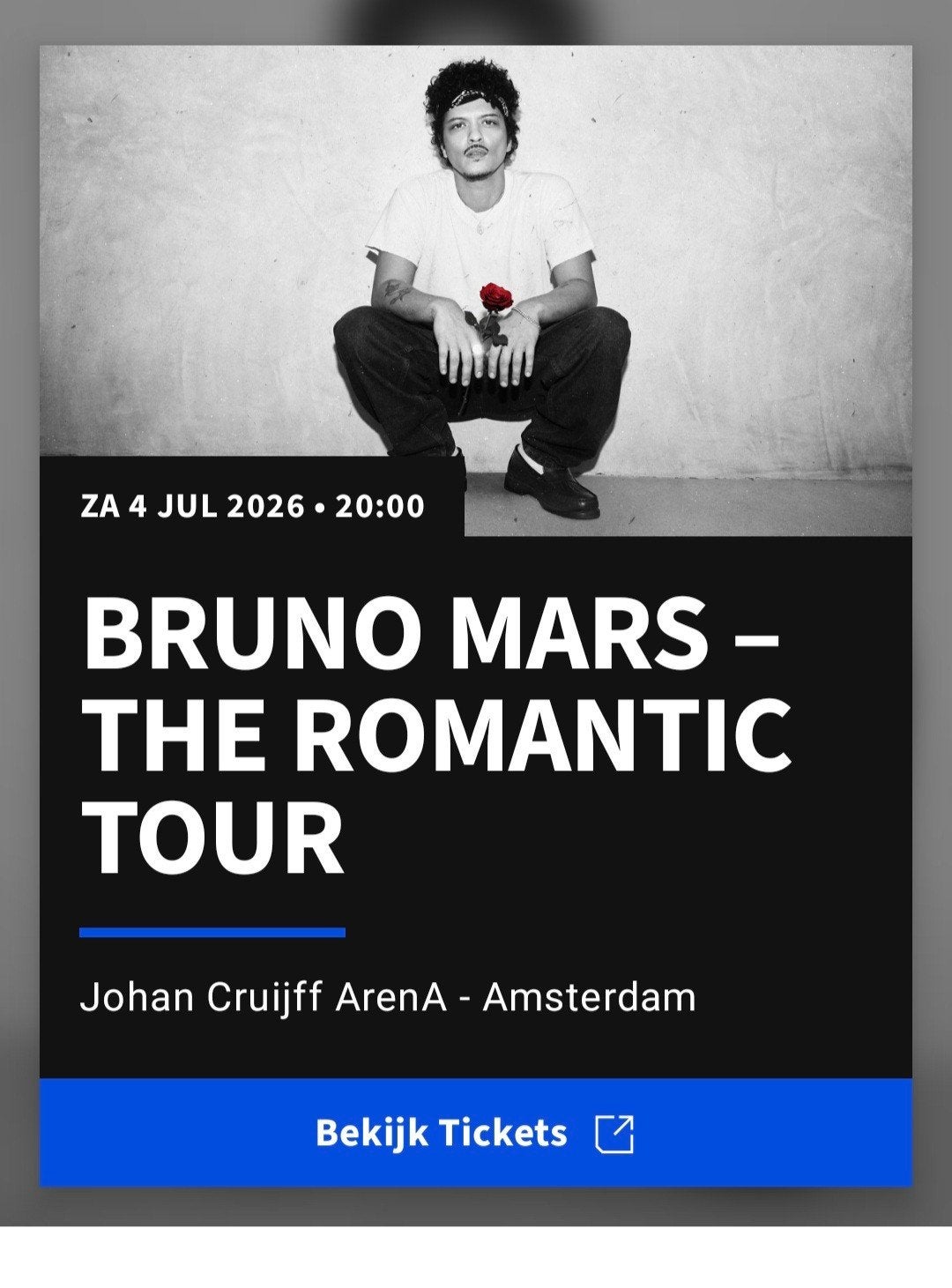 2x tickets concert Bruno Mars Amsterdam 4 juli, Vacatures, Vacatures | Chauffeurs, 33 - 40 uur, Vanaf 1 jaar, Vast contract