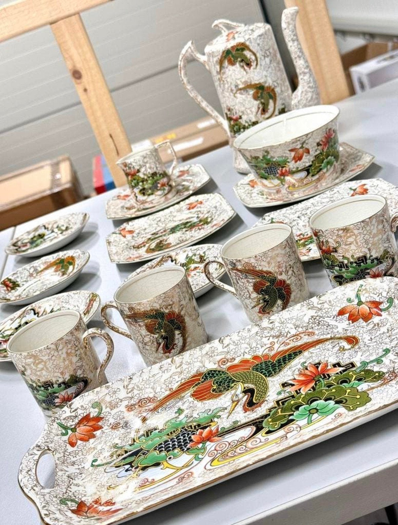 zeldzaam UK Engels Phoenix ware Engeland servies set theepot, Ophalen of Verzenden