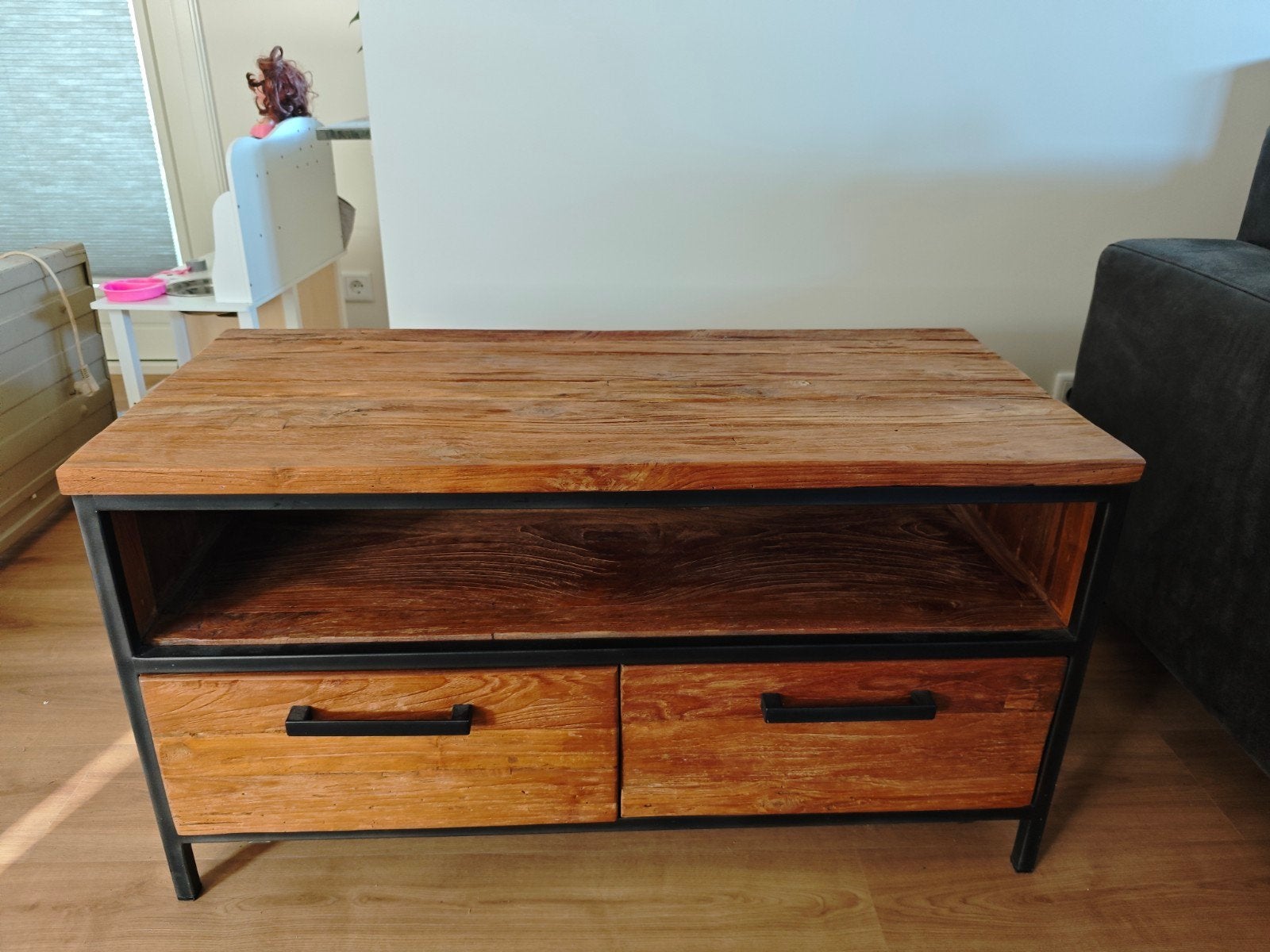 TV-meubel Romaro 100cm teakhout mix rough - Pronto Wonen, Ophalen, 100 tot 150 cm, Teakhout, Zo goed als nieuw