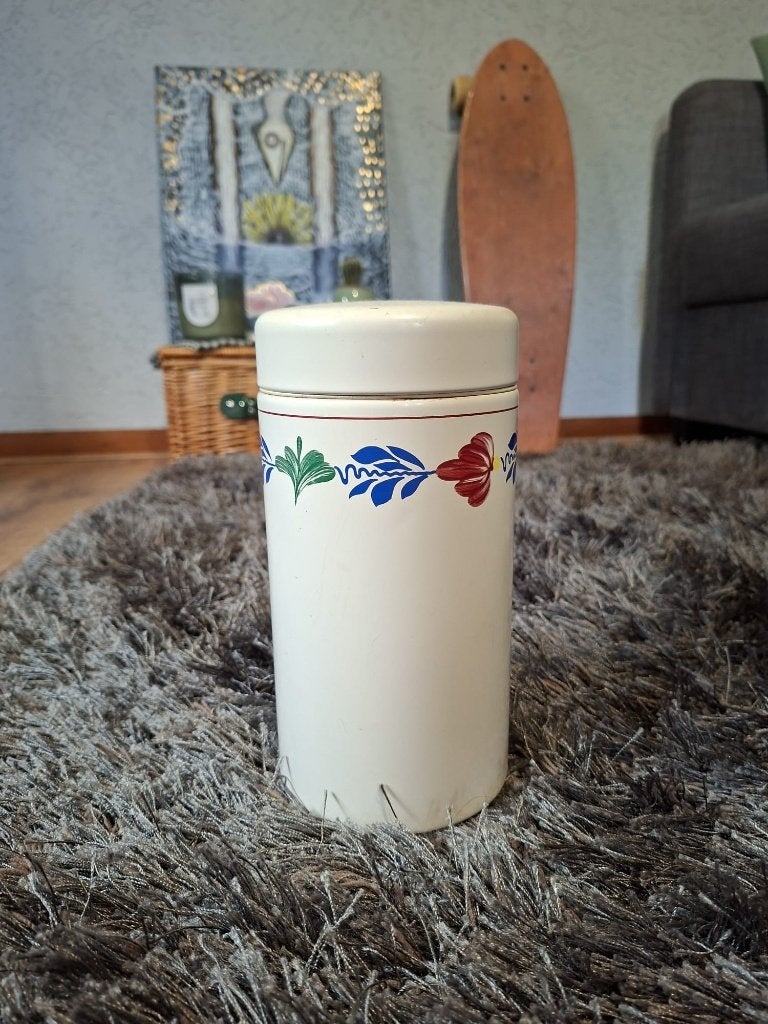 Vintage opbergblik/koffieblik/beschuitblik, Ophalen of Verzenden, Gebruikt, Beschuit