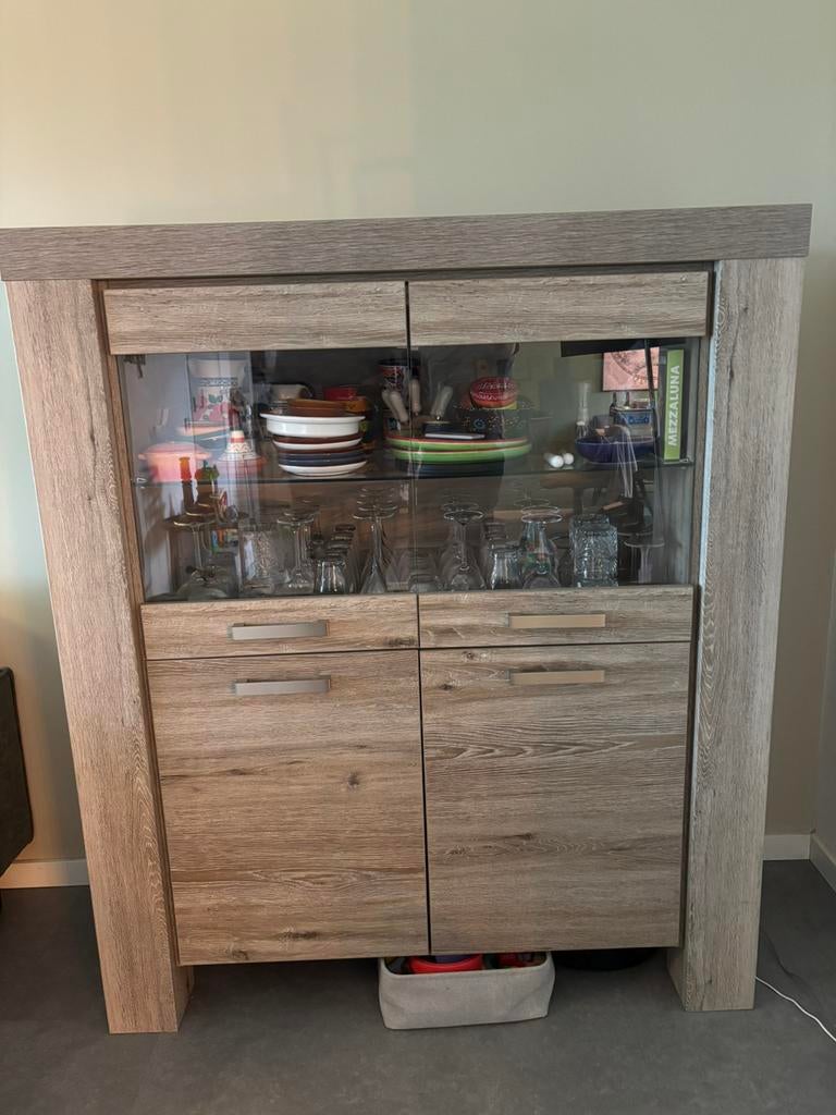 Vitrine kast, Ophalen, Gebruikt, 100 tot 150 cm, 150 tot 200 cm