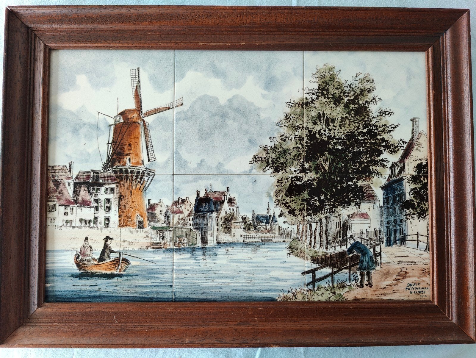 Delfts Polychroom Tegeltableau - Hollandse Scène, Antiek en Kunst, Antiek | Wandborden en Tegels, Ophalen of Verzenden