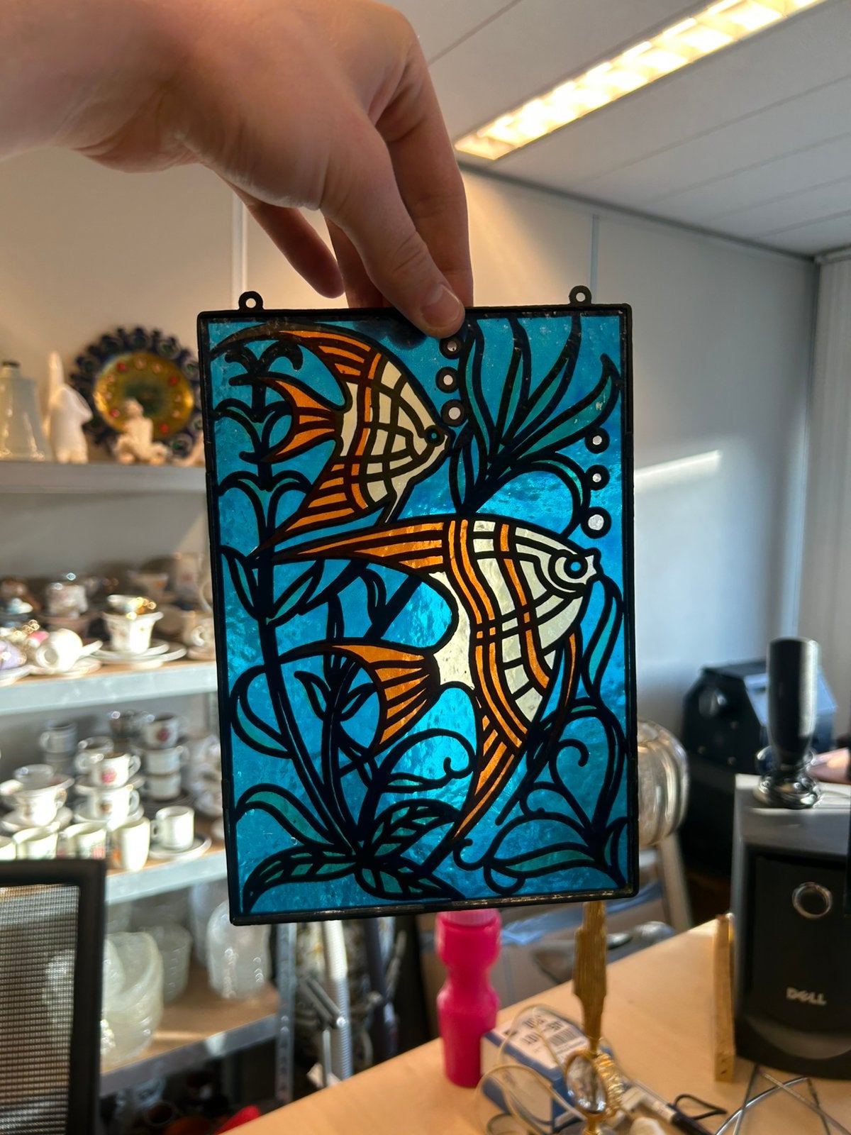 Tiffany techniek glas in lood vissen, Ophalen