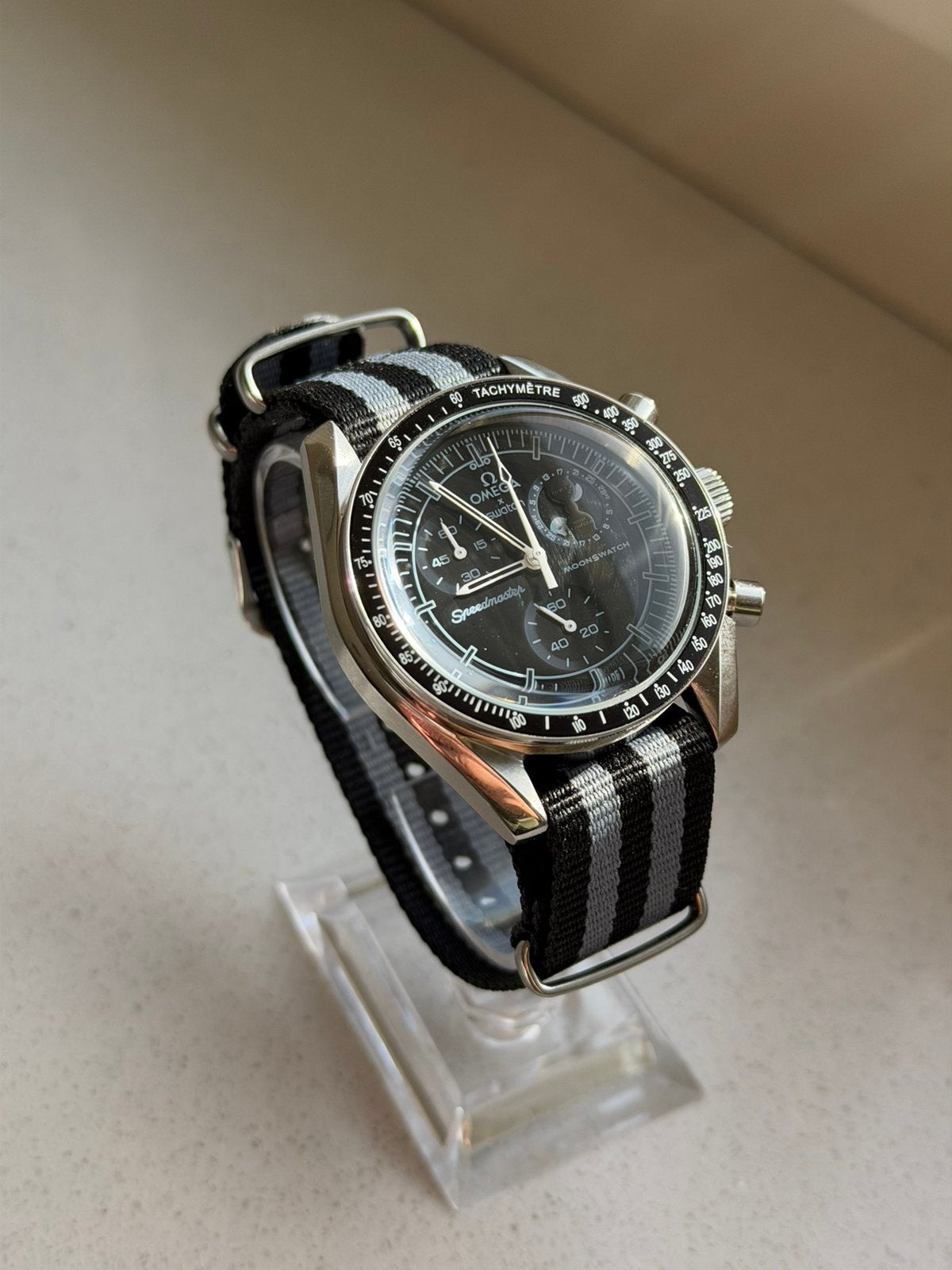 Omega x Swatch Mission to the Moonphase Metal Case Mod, Sieraden, Tassen en Uiterlijk, Ophalen of Verzenden, Zo goed als nieuw