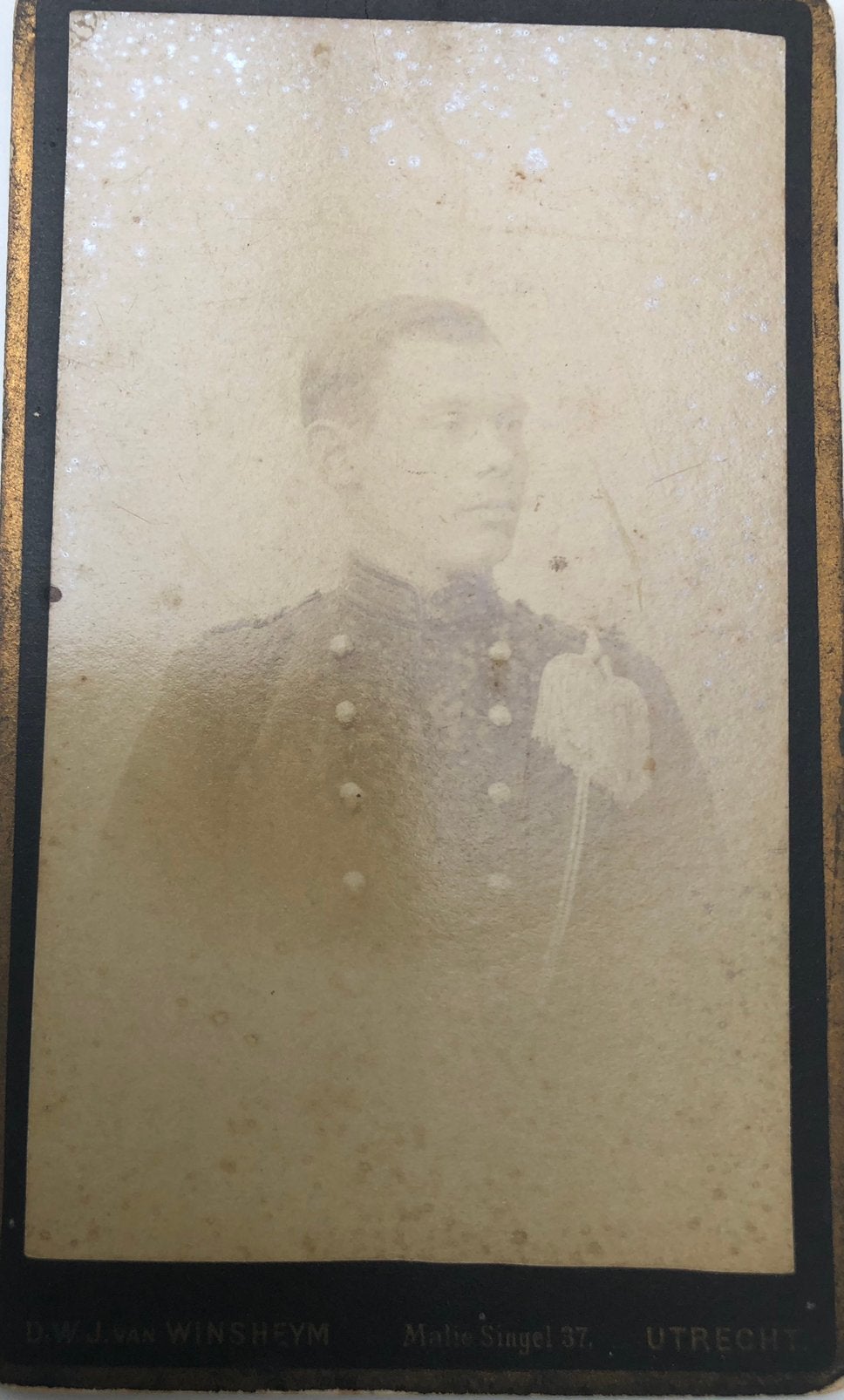 Carte de visite van cadet aan de KMA rond 1890, Verzamelen, Ophalen of Verzenden, Gebruikt