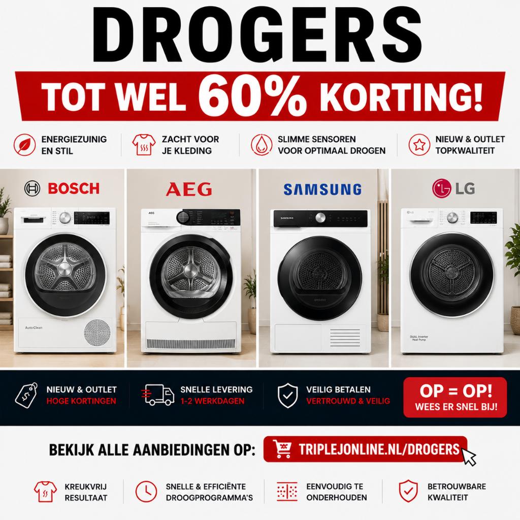 Drogers tot 60% korting | Bosch AEG Samsung LG, Witgoed en Apparatuur, Wasdrogers, Ophalen, Zo goed als nieuw, Samsung, 85 tot 90 cm