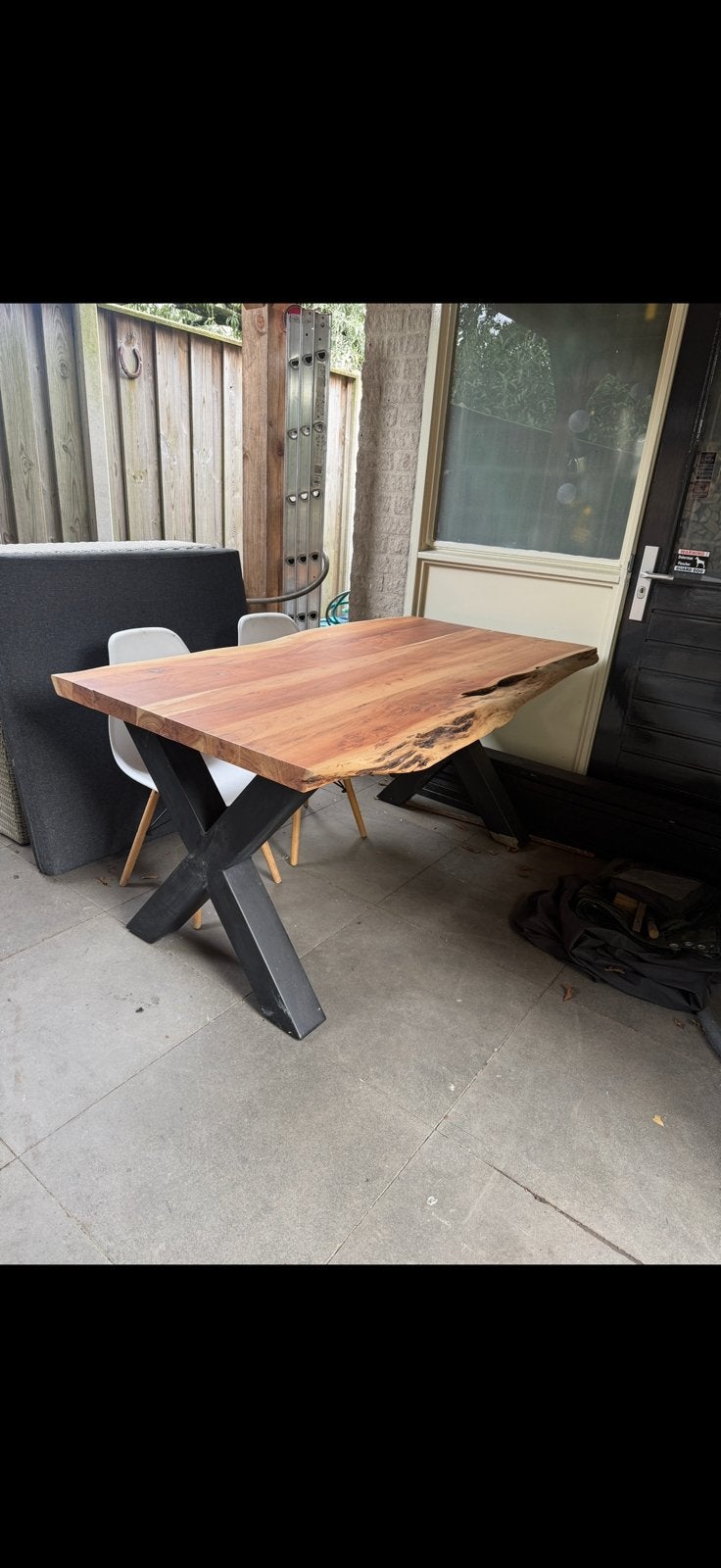 Verlaagd prijs: Eettafel 160x100cm incl. Stalen X-poten, Huis en Inrichting, Ophalen, Zo goed als nieuw, Rechthoekig