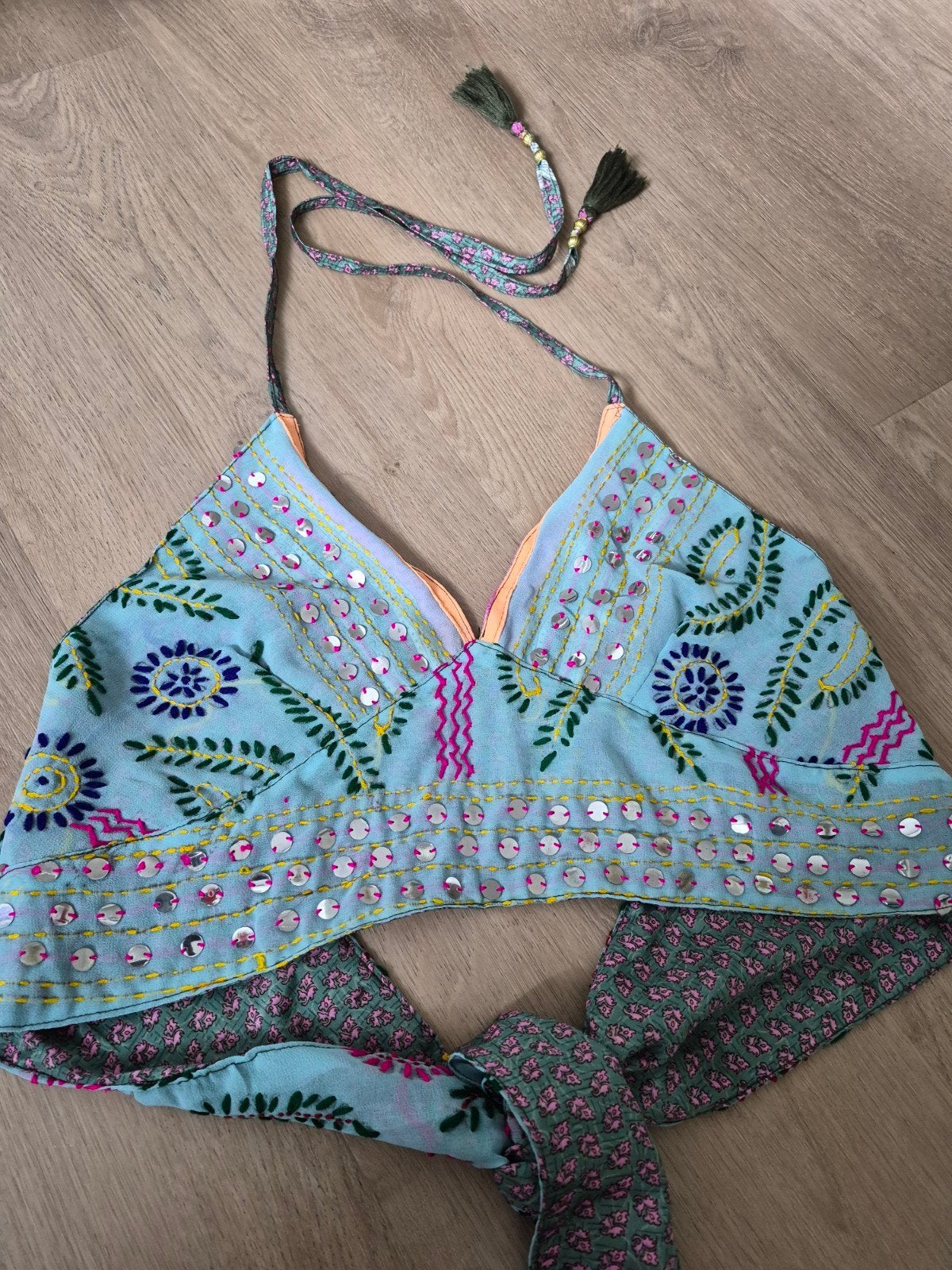 zijde haltertop india m-l 2 zijde draagbaar boho ibiza, Maat 38/40 (M), Ophalen of Verzenden, Zonder mouw, Hindu