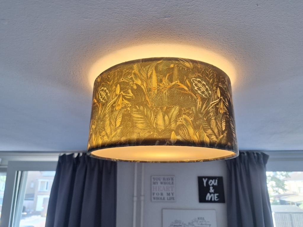 Mooie plafondlamp met jungleprint, Ophalen of Verzenden, Zo goed als nieuw, Stof, Jungle, Modern, Sfeervol