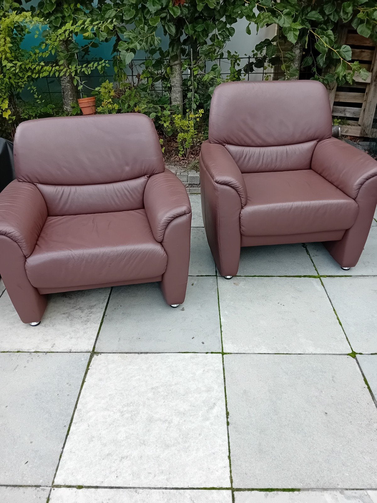 2 leren fauteuils, Ophalen, 75 tot 100 cm, 50 tot 75 cm