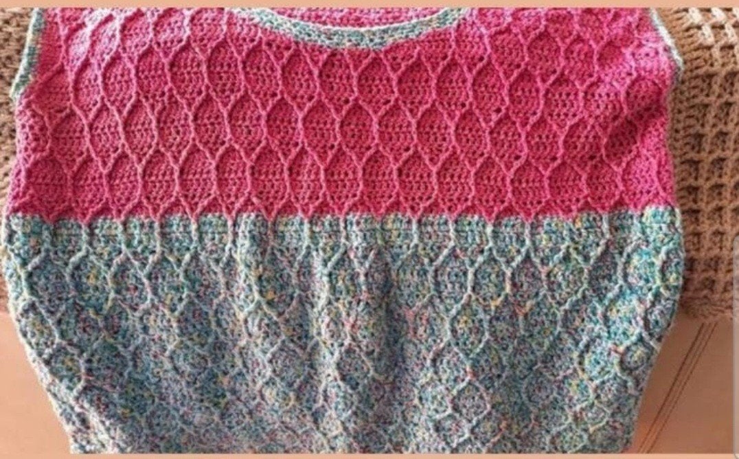 Gehaakt hesje maat 44/46 - Roze/Blauw, Ophalen of Verzenden, Nieuw, Maat 42/44 (L), Roze
