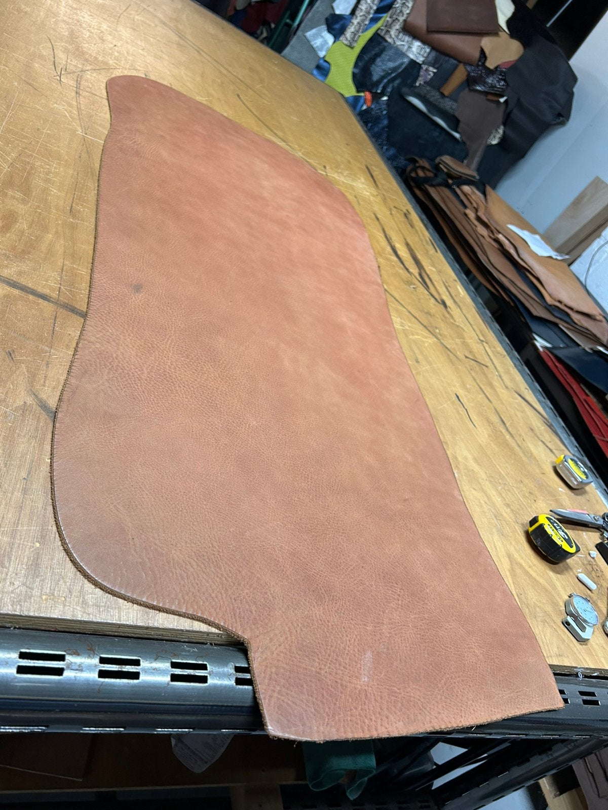 Cognac tuigleer 3 mm dikte soepel nr 24, Leer of Kunstleer, Ophalen of Verzenden, Zo goed als nieuw, 30 tot 120 cm