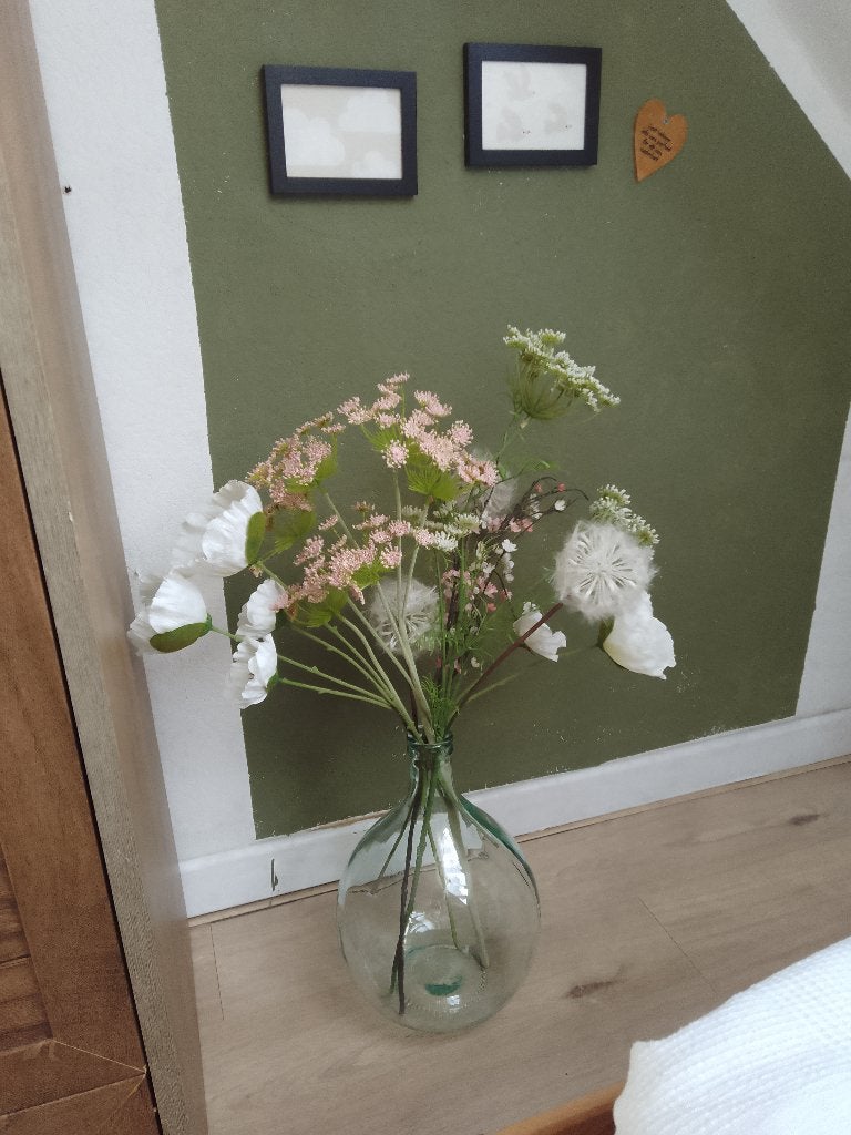 nieuwe glazen vaas met prachtige kunstbloemen, 82 cm, Ophalen of Verzenden, Boeket, Nieuw