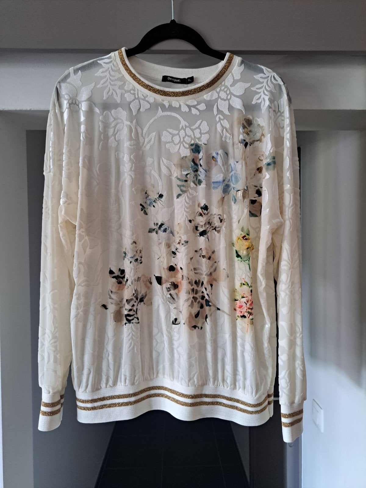 Desigual doorschijnende sweater met print,  XL, Kleding | Dames, Meerkleurig, Maat 46/48 (XL) of groter, Ophalen of Verzenden