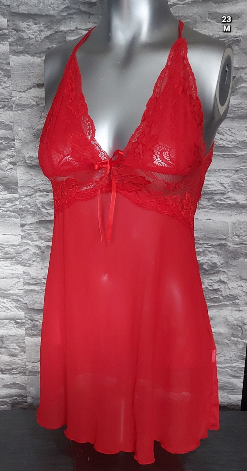 Rood lingerie jurkje met Kant en Open Rug, Onbekend, Ophalen of Verzenden, Rood, Nachtkleding