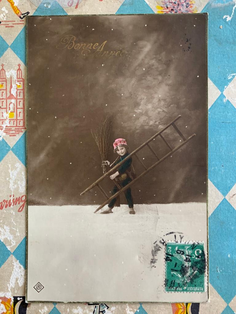 1914 Bonne Année - schoorsteenvegertje (GO), Verzamelen, Ansichtkaarten | Themakaarten, Ophalen of Verzenden, Voor 1920, Gelopen