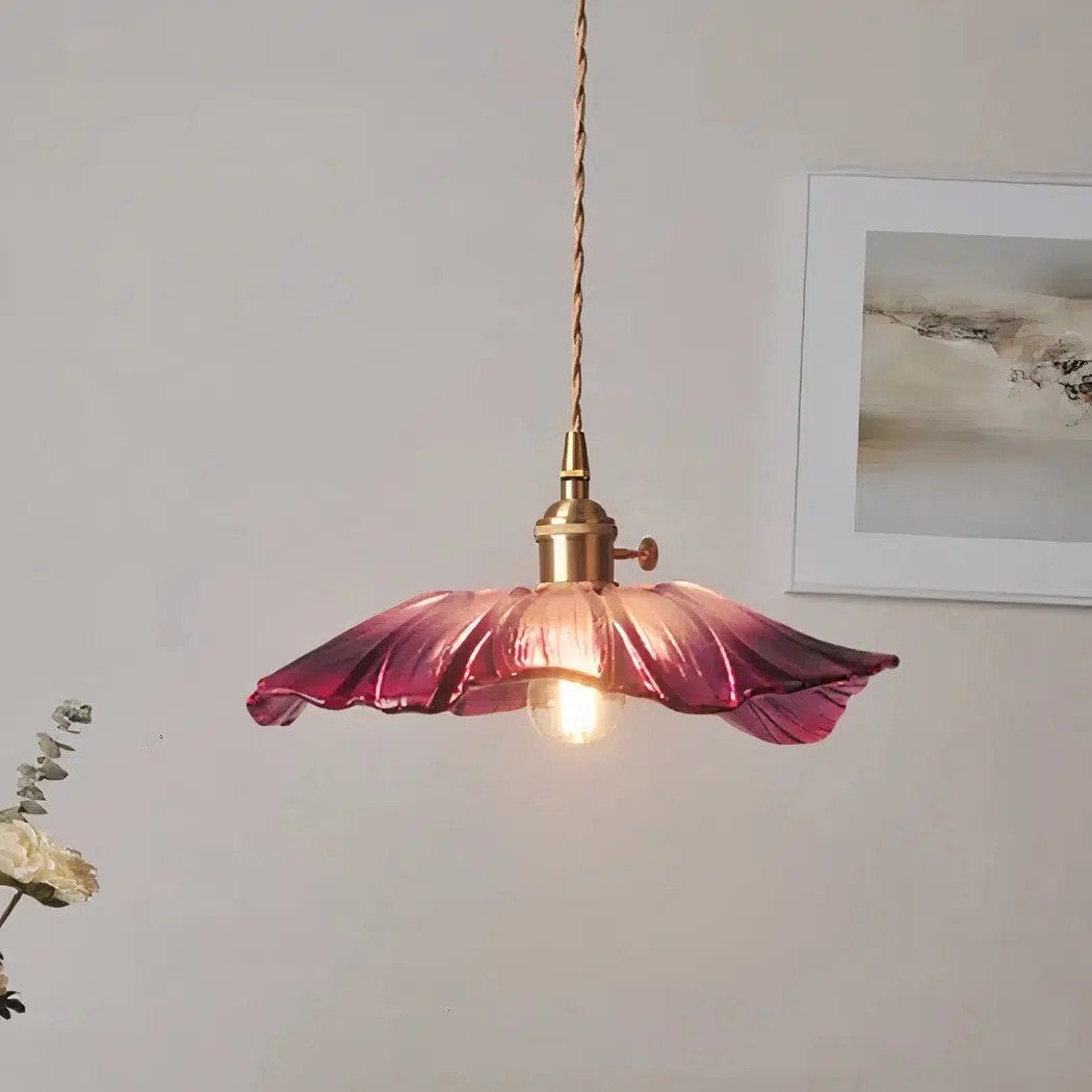 Bloem lamp roze - vintage look, Ophalen of Verzenden, Nieuw, Glas, E27 (groot)